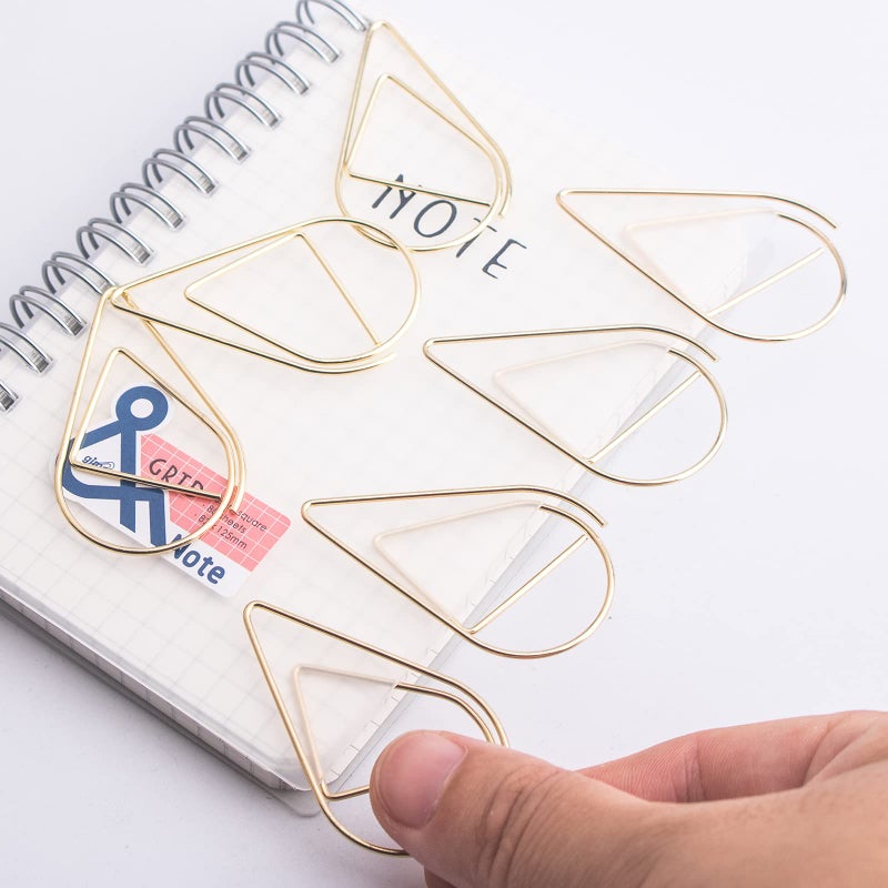 VENCINK 70 Pieces Gold Cute Paper Clips Large  VENCINK Smooth Stainless Steel Drop-Shaped Wire Paperclips for Office Supplies Wedding Women Girls Kids Students Paper Work - Image 4